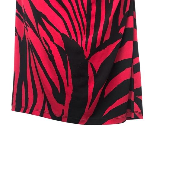NWT Ronni Nicole Black Red Zebra Office Siren Wrap Dress V Neck Long Sleeve - Picture 9 of 16